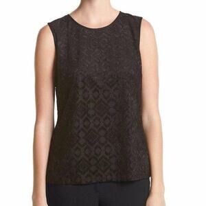 Kasper Cami Tank Top XL Black Burnout Velvet Knit Modern Classic Whimsygoth NEW